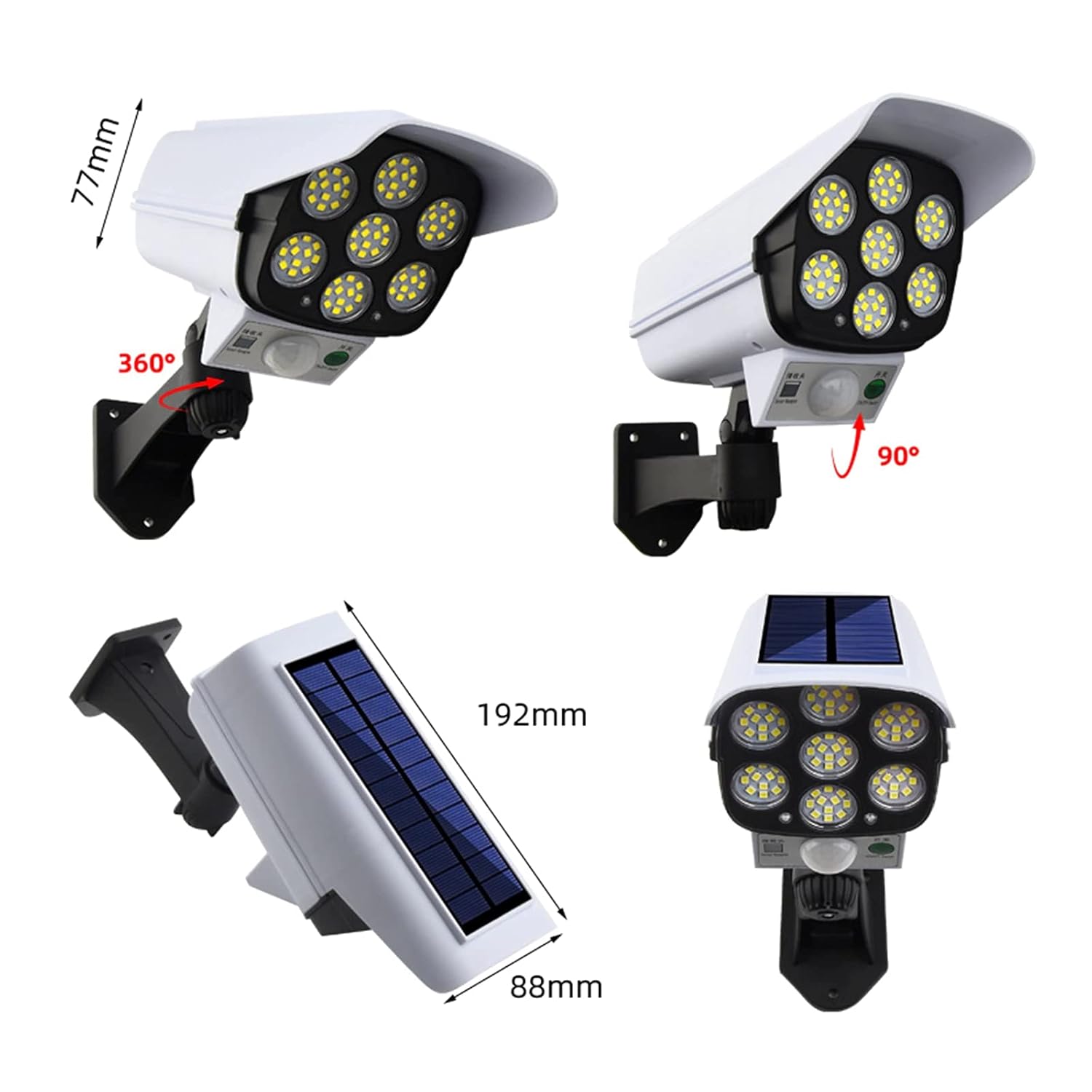 Outdoor Motion Sensor Solar Lights 2000 Lumens 77 Leds Spotlight With Remote Controller