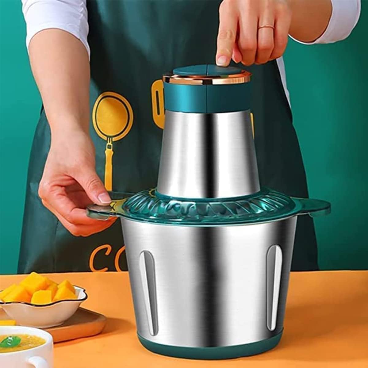 Stainless Steel Fully Automatic Meat Grinder, Household Stainless Steel Grinder, 2-Speed 400W Meat Grinder, Electric Multi-Functional Small Grinder, Food Processing Mixer