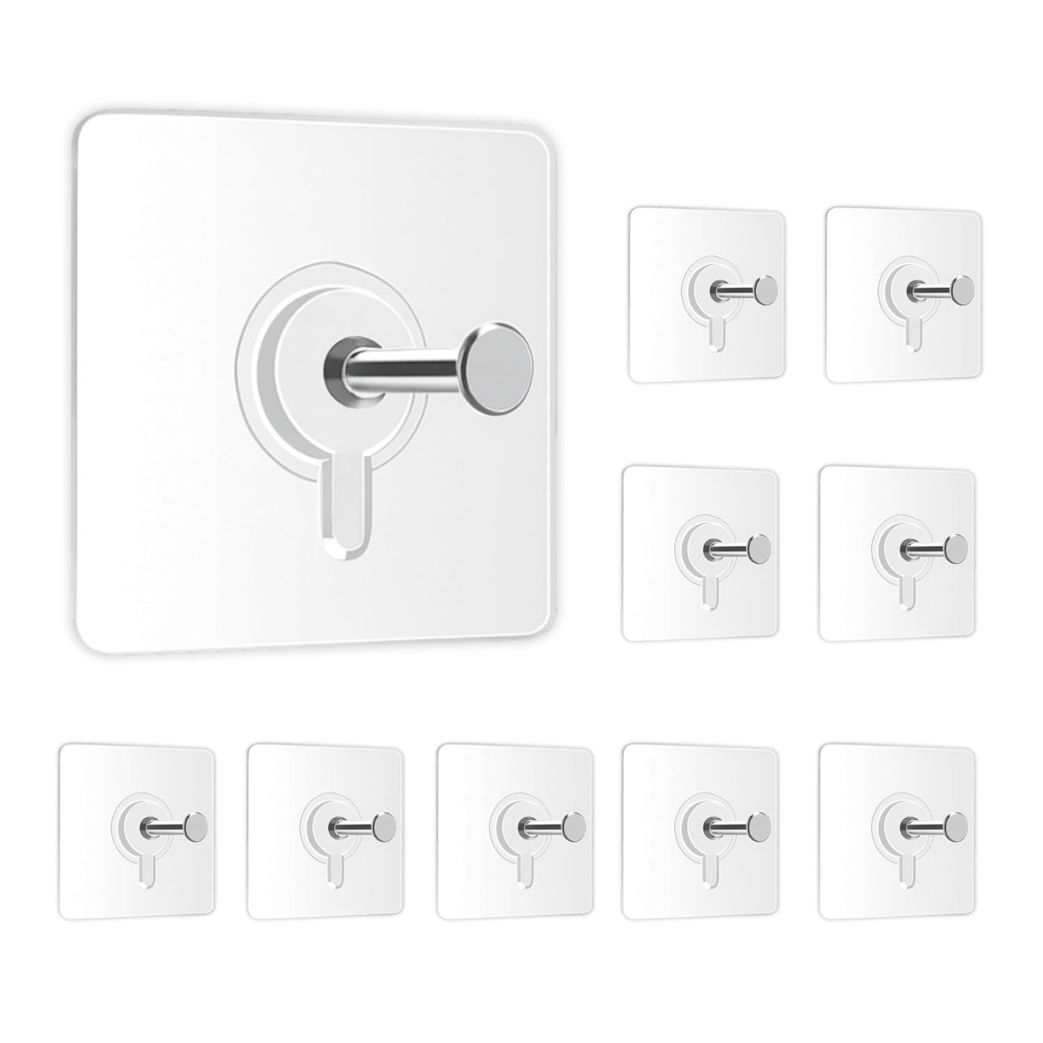 Transparent Stainless Steel Photo Frame Hooks Self Adhesive Hooks 10 Pack