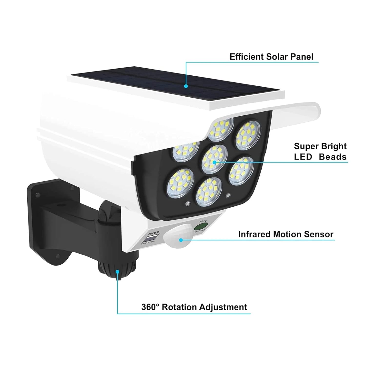 Outdoor Motion Sensor Solar Lights 2000 Lumens 77 Leds Spotlight With Remote Controller