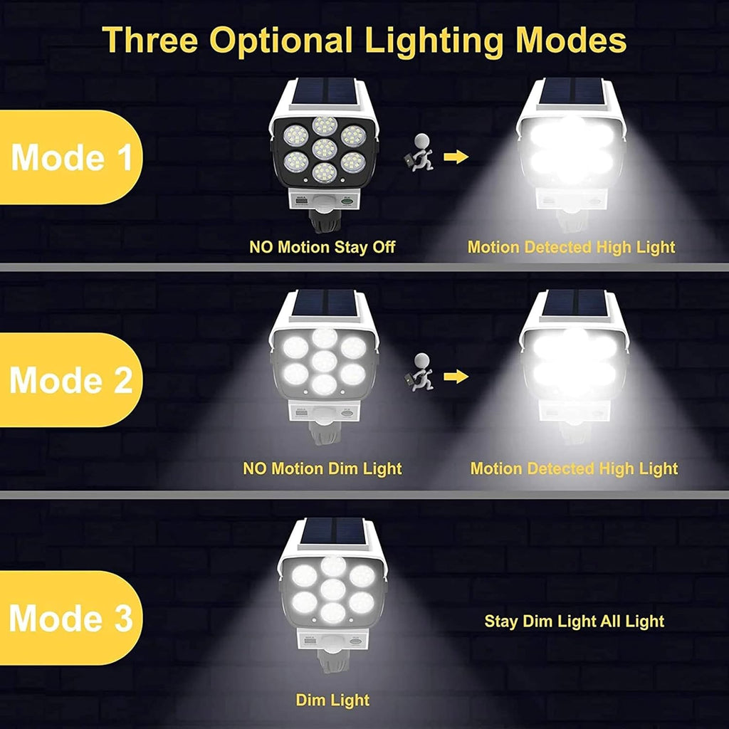 Outdoor Motion Sensor Solar Lights 2000 Lumens 77 Leds Spotlight With Remote Controller