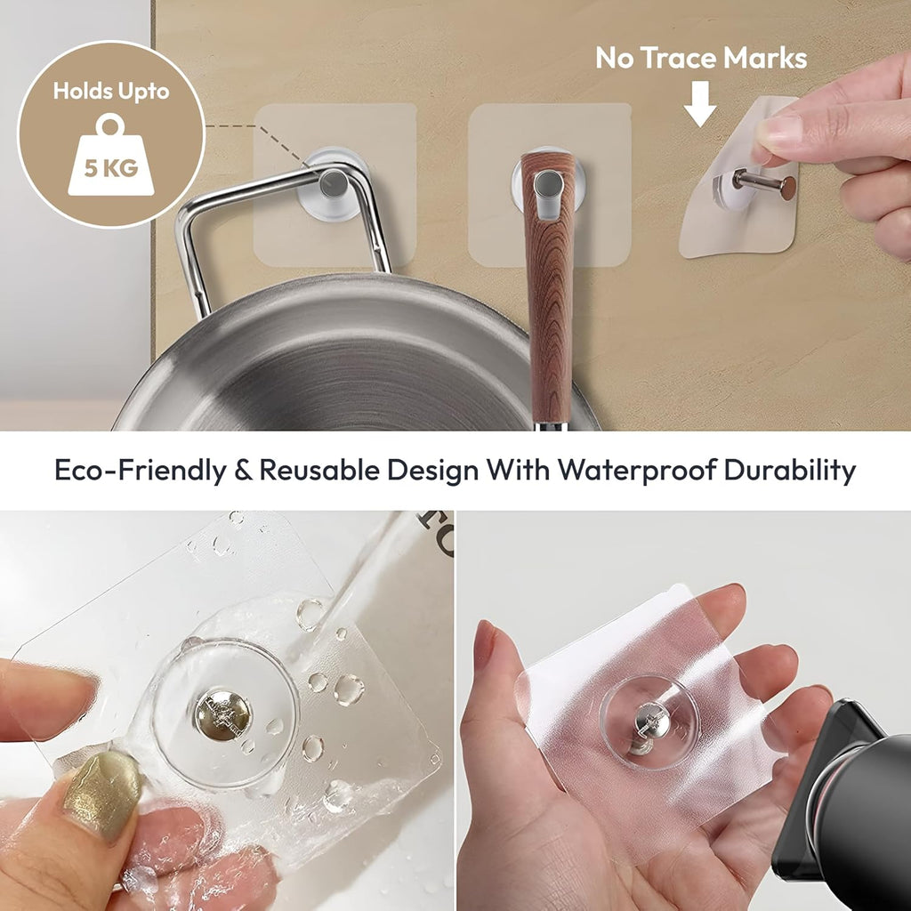 Transparent Stainless Steel Photo Frame Hooks Self Adhesive Hooks 10 Pack